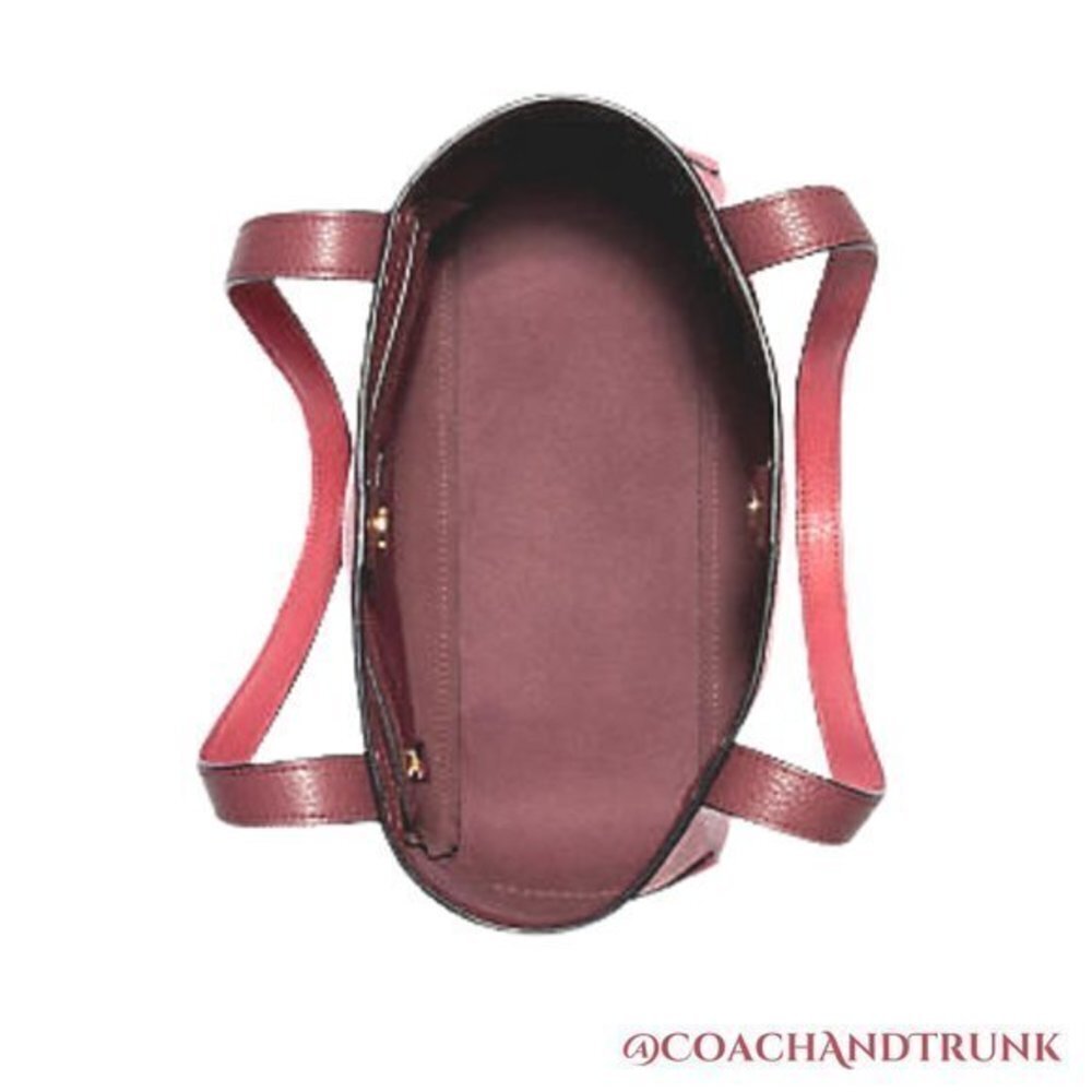 COACH Leather Tote 27 Leather Poppy Red Embossed Horse and Carriage NWT - Picture 7 of 16